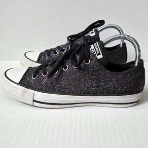 Converse Chuck Taylor All Star Shoes Womens 8 Black Glitter Low Ox Sneakers